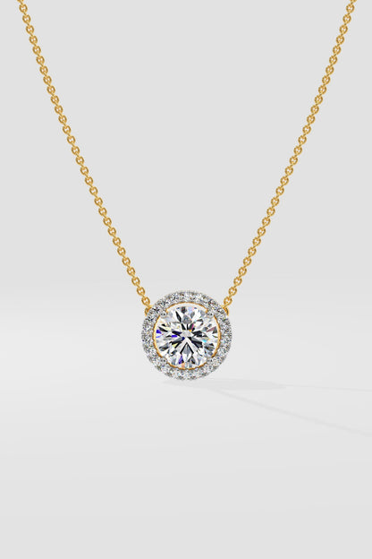 1 ct Halo Solitaire Necklace