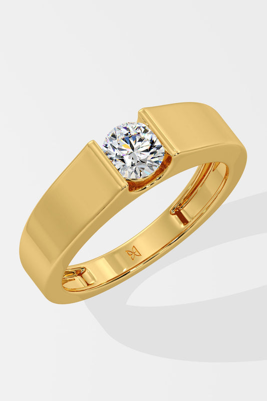 Bar Set Solitaire Ring