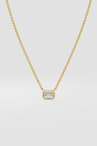 1 ct East West Emerald Necklace