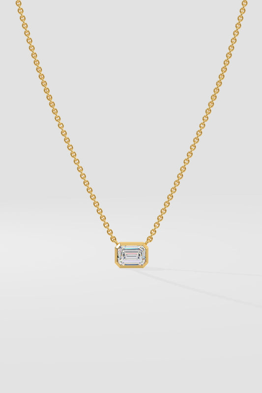 1 ct East West Emerald Necklace