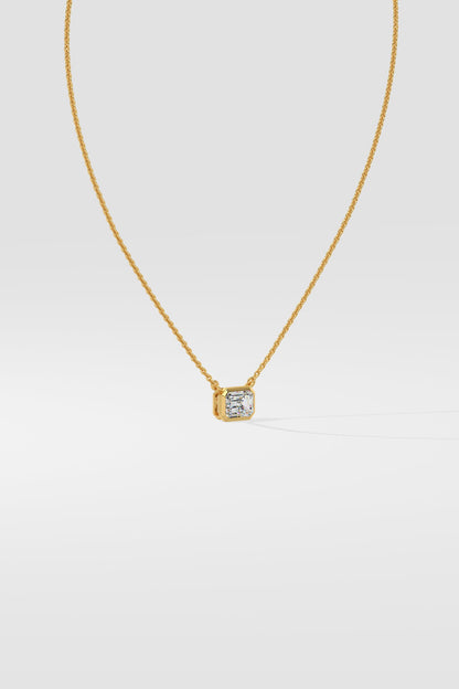 1 ct East West Emerald Necklace