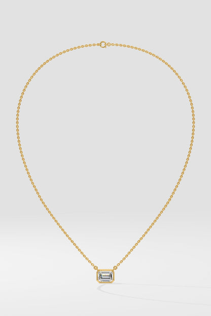 1 ct East West Emerald Necklace