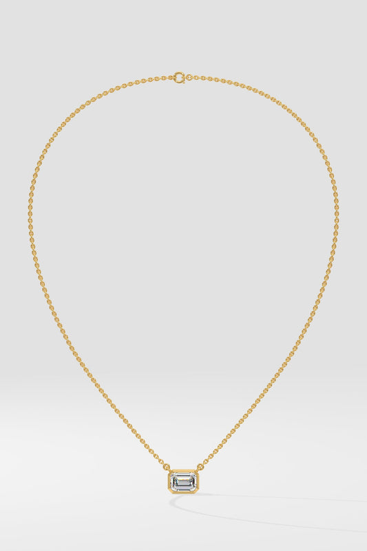 1 ct East West Emerald Necklace