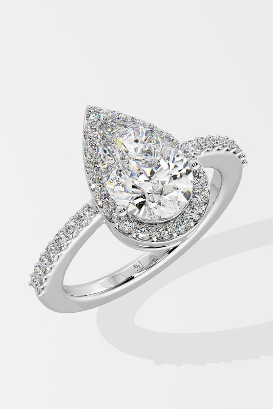 1.5 ct Pear Solitaire Halo Ring