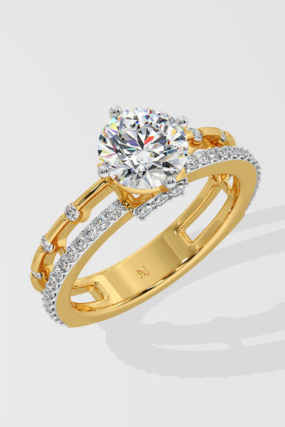 1 ct Twin Row Solitaire Ring