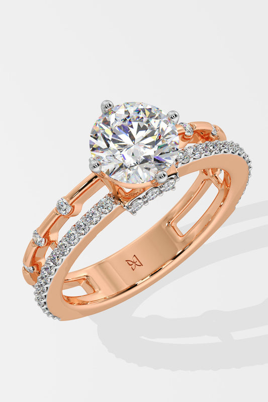 1 ct Twin Row Solitaire Ring