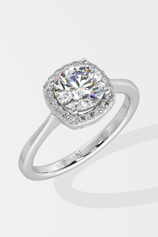 1 ct Cushion Halo Solitaire Ring
