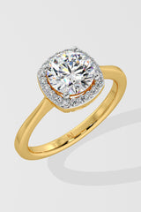 1 ct Cushion Halo Solitaire Ring