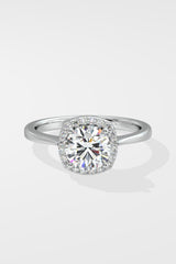 1 ct Cushion Halo Solitaire Ring