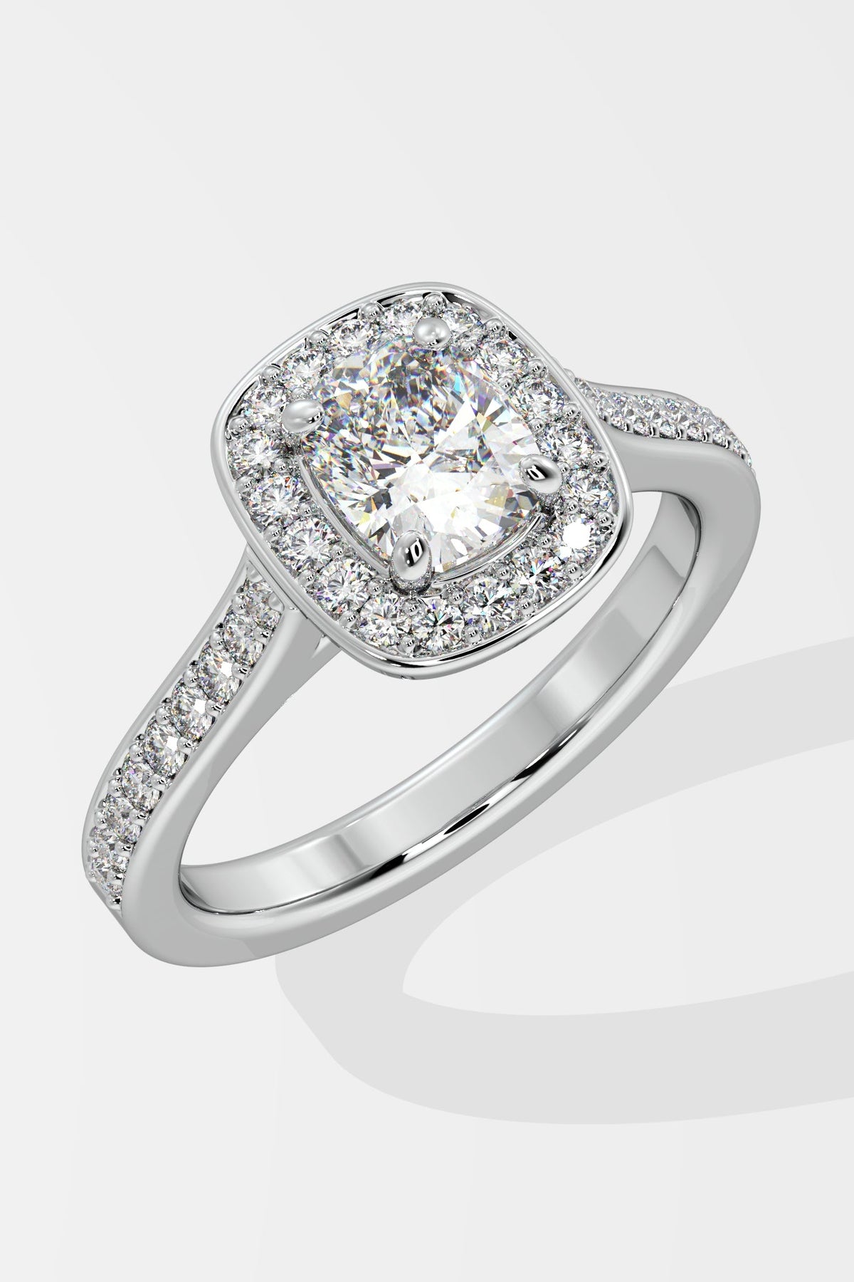 1 ct Accented Halo Cushion Solitaire Ring