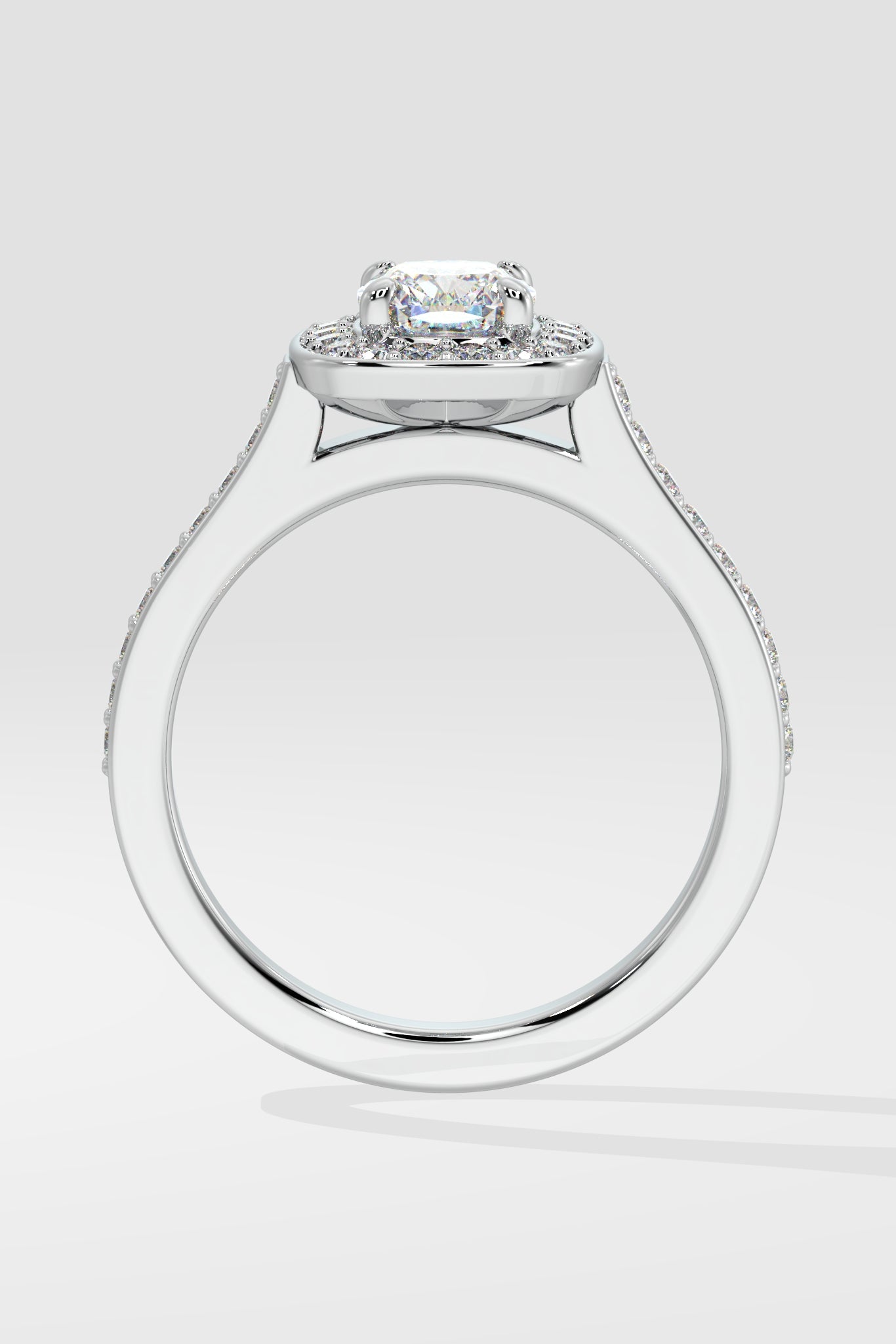 1 ct Accented Halo Cushion Solitaire Ring