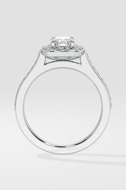 1 ct Accented Halo Cushion Solitaire Ring