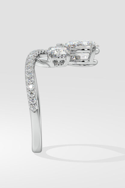 Two Stone Pear & Round Ring