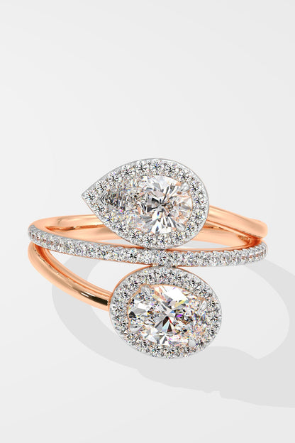 Two Stone Halo Solitaire Ring
