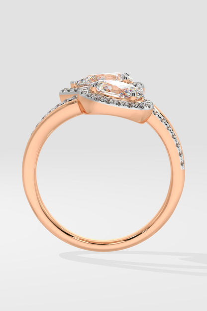 Two Stone Halo Solitaire Ring