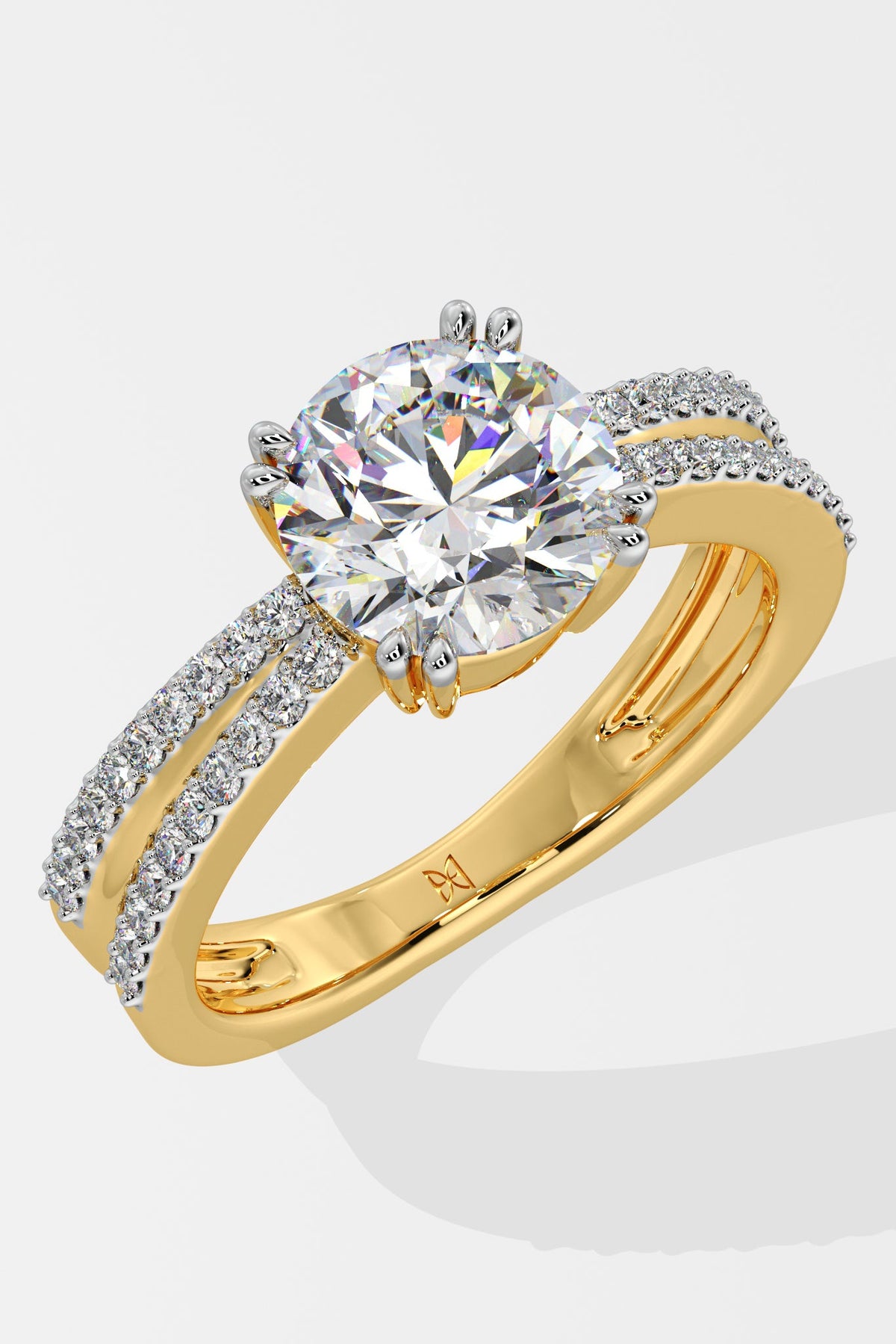 2 ct Double Shank Solitaire Ring