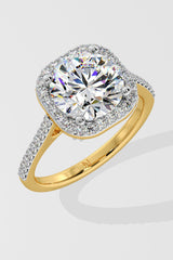 3 ct Cushion Halo Solitaire Ring