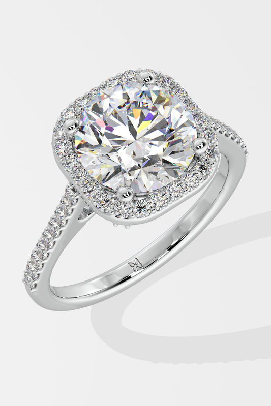 3 ct Cushion Halo Solitaire Ring