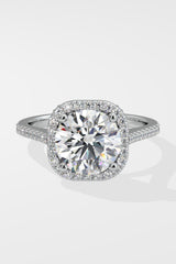 3 ct Cushion Halo Solitaire Ring