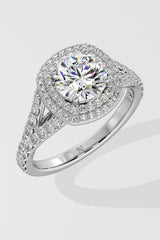 1.5 ct Halo Solitaire Y-Shank Ring