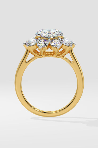 3 ct Sunburst Oval Ring