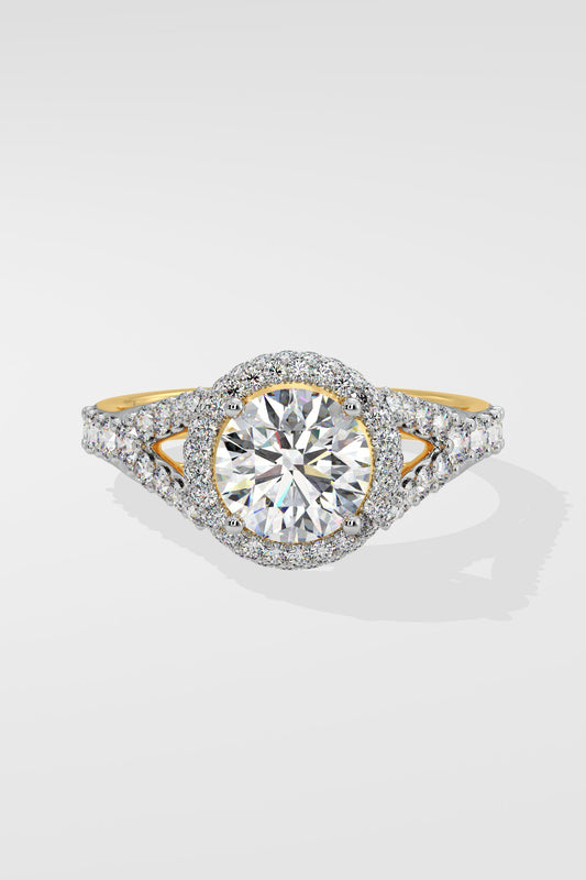 1.5 ct Halo Solitaire Y-Shank Ring