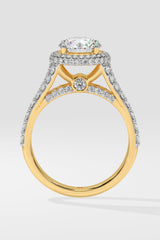 1.5 ct Halo Solitaire Y-Shank Ring