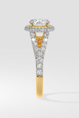 1.5 ct Halo Solitaire Y-Shank Ring