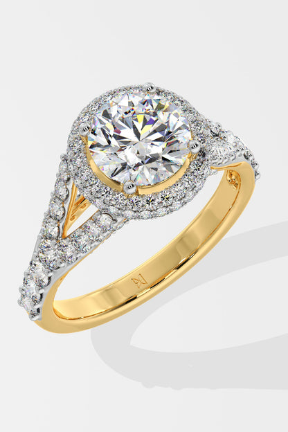 1.5 ct Halo Solitaire Y-Shank Ring