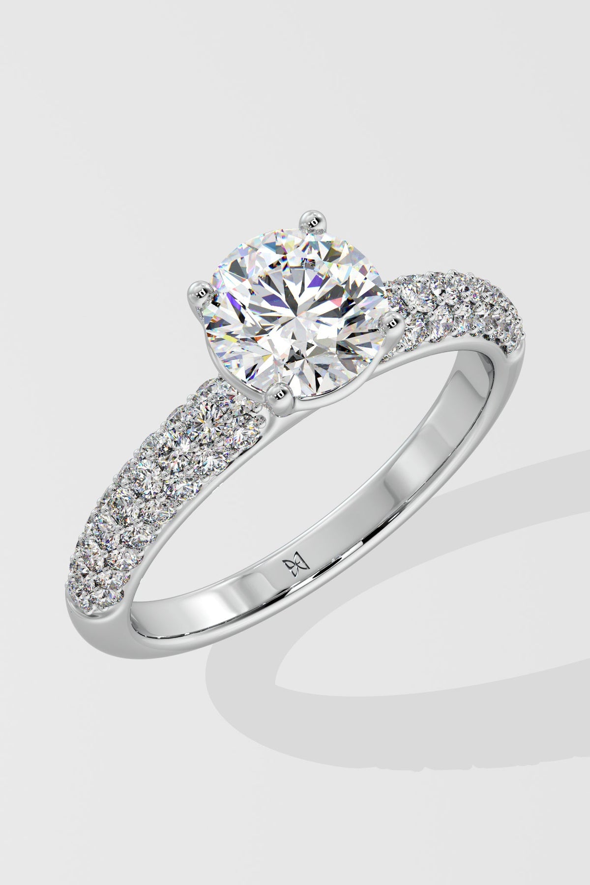 1 ct Dome Pave Solitaire Ring