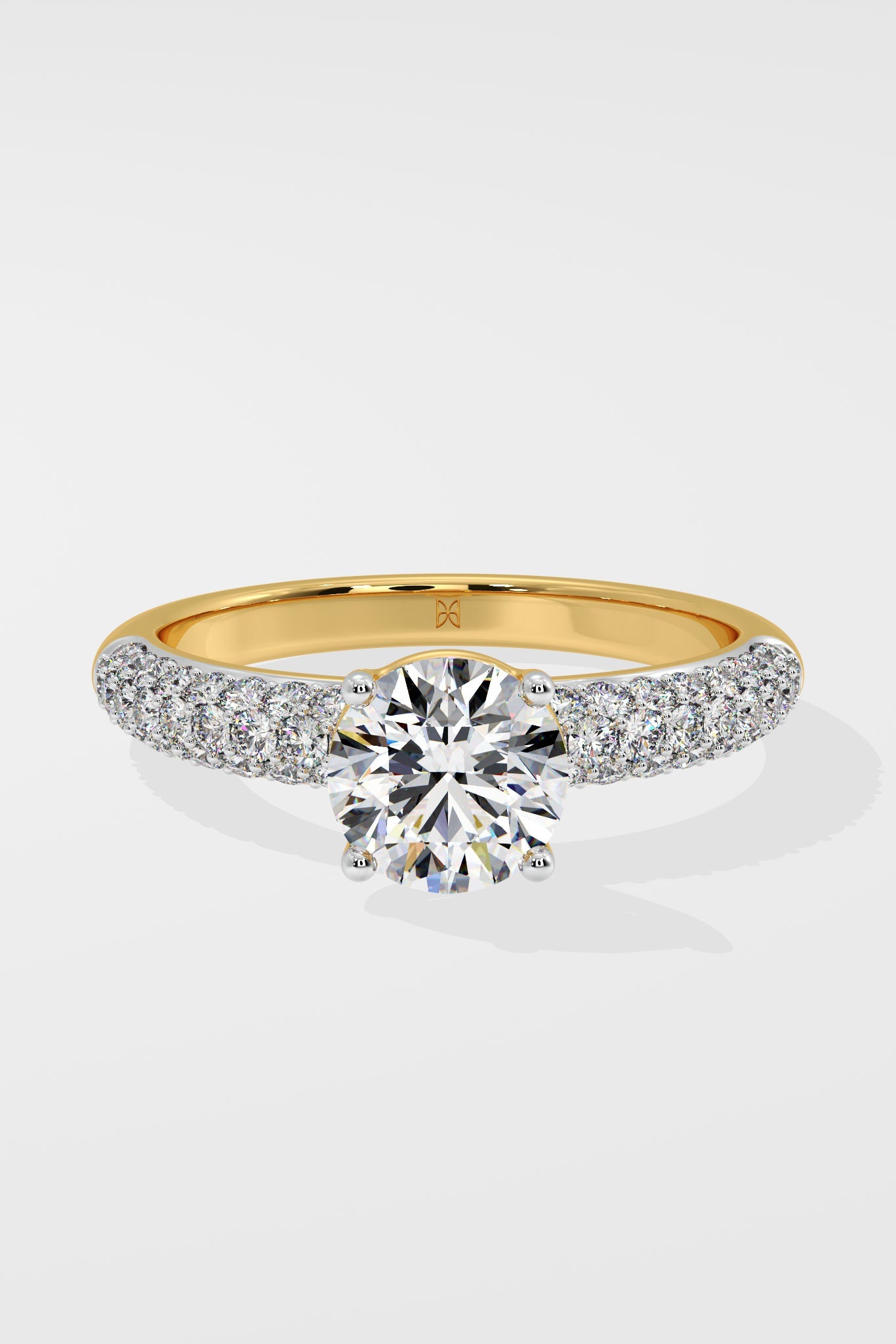 1 ct Dome Pave Solitaire Ring