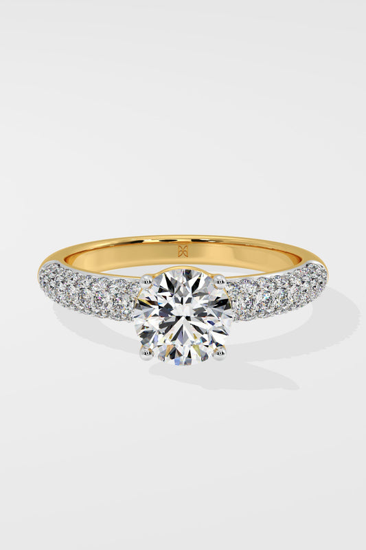 1 ct Dome Pave Solitaire Ring