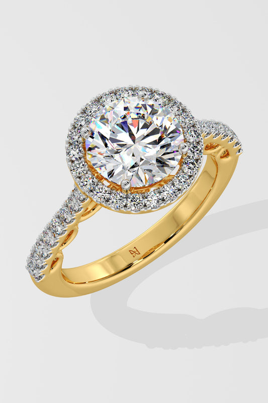 2 ct Aurora Halo Solitaire Ring