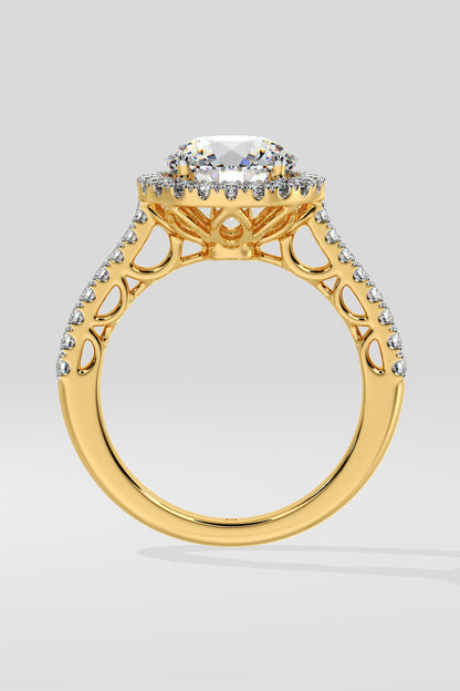 2 ct Aurora Halo Solitaire Ring