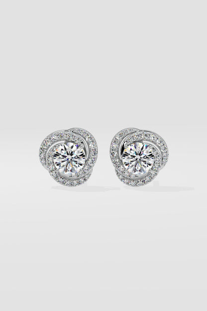 2 ct Solitaire Swirl Halo Earring