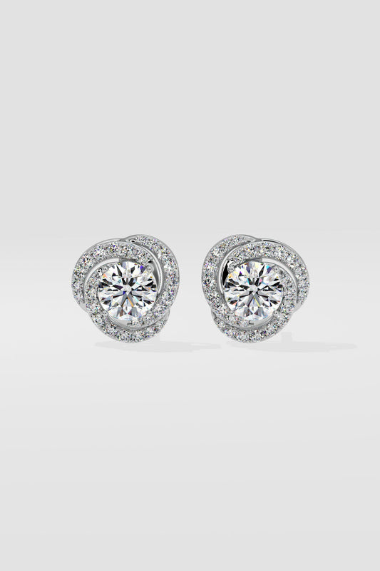 2 ct Solitaire Swirl Halo Earring