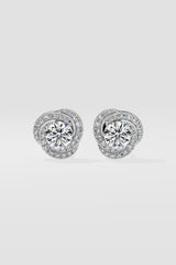 2 ct Solitaire Swirl Halo Earring