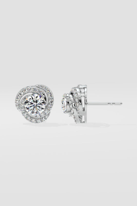 2 ct Solitaire Swirl Halo Earring