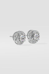 2 ct Solitaire Swirl Halo Earring