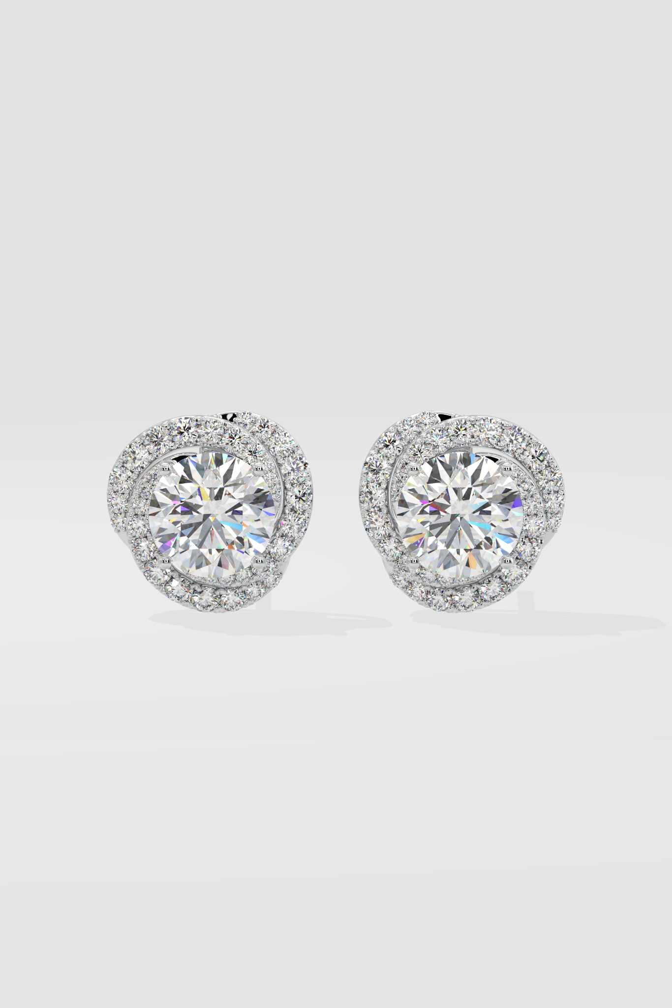 6 ct Solitaire Swirl Halo Earring