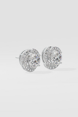 6 ct Solitaire Swirl Halo Earring